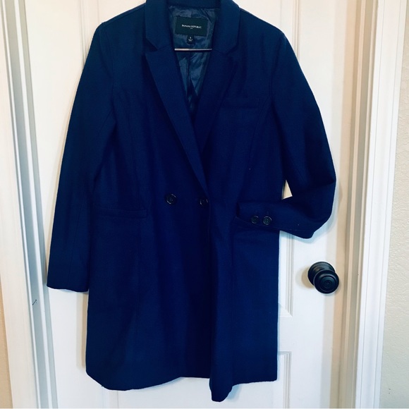 Royal Blue Banana Republic Pea Coat, double breasted lapel collar - Picture 6 of 12